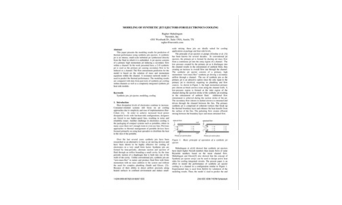 Modellierung von synthetischen Jet -Ejektoren für die Elektronikkühlung