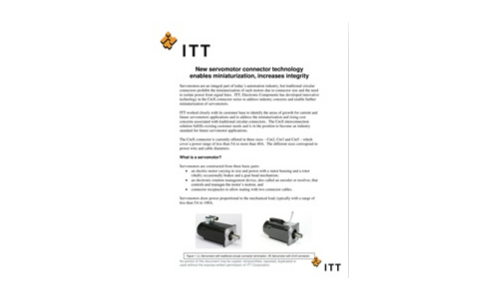 Neue Servomotor -Connector -Technologie ermöglicht eine Miniaturisierung erhöht die Integrität